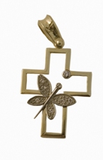 Whitegold cross with zircon